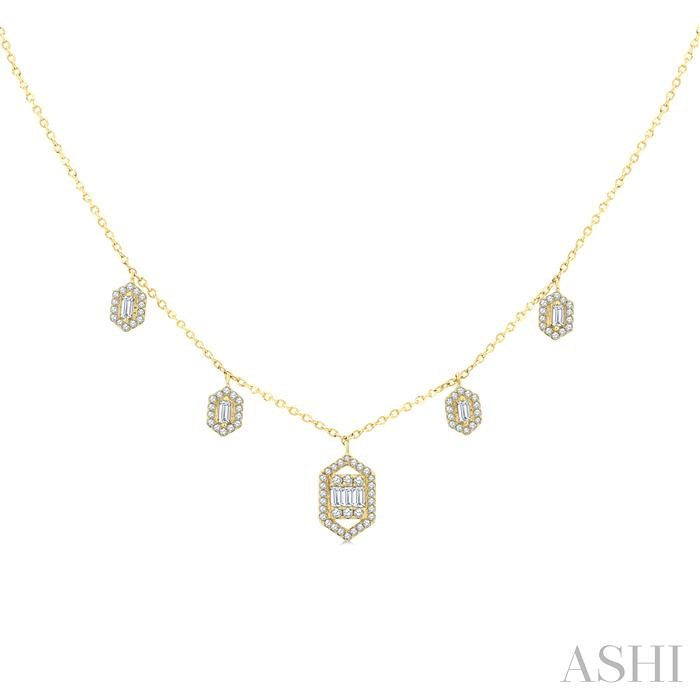 1/3 Ctw Dangle Fusion Diamond Necklace in 14K Yellow Gold