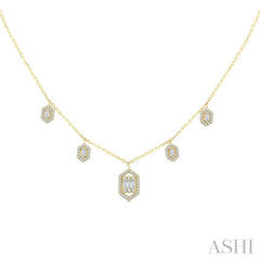1/3 Ctw Dangle Fusion Diamond Necklace in 14K Yellow Gold