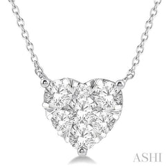 1 Ctw Lovebright Diamond Heart Pendant With Chain in 14K White Gold