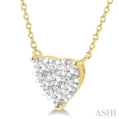 1 Ctw Lovebright Diamond Heart Pendant With Chain in 14K Yellow and White Gold
