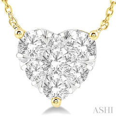 1 Ctw Lovebright Diamond Heart Pendant With Chain in 14K Yellow and White Gold