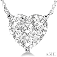 1 Ctw Lovebright Diamond Heart Pendant With Chain in 14K White Gold
