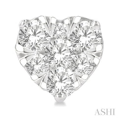 3/4 Ctw Heart Shape Lovebright Round Cut Diamond Stud Earring in 14K White Gold