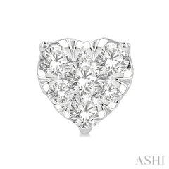 1/3 Ctw Heart Shape Lovebright Round Cut Diamond Stud Earring in 14K White Gold