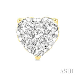 1/3 Ctw Heart Shape Lovebright Round Cut Diamond Stud Earring in 14K Yellow and White Gold