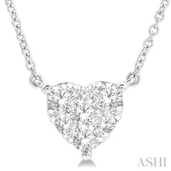 1/2 Ctw Lovebright Diamond Heart Pendant With Chain in 14K White Gold