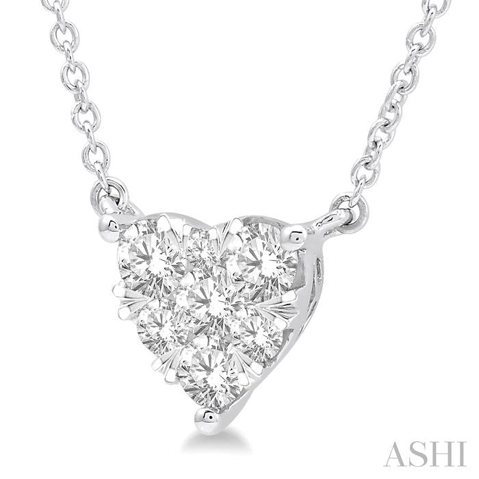 1/2 Ctw Lovebright Diamond Heart Pendant With Chain in 14K White Gold