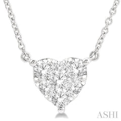 1/2 Ctw Lovebright Diamond Heart Pendant With Chain in 14K White Gold