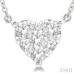 1/2 Ctw Lovebright Diamond Heart Pendant With Chain in 14K White Gold