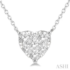 3/4 Ctw Lovebright Diamond Heart Pendant With Chain in 14K White Gold