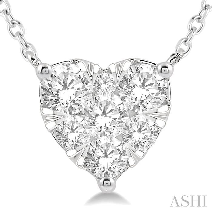 3/4 Ctw Lovebright Diamond Heart Pendant With Chain in 14K White Gold