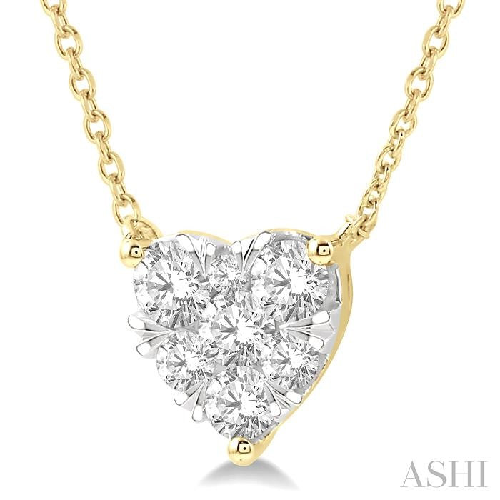 3/4 Ctw Lovebright Diamond Heart Pendant With Chain in 14K Yellow and White Gold
