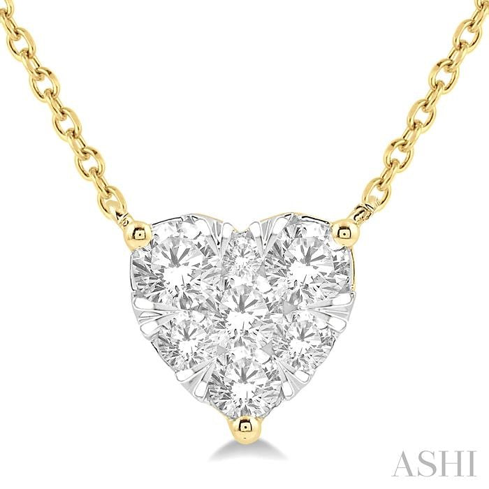 3/4 Ctw Lovebright Diamond Heart Pendant With Chain in 14K Yellow and White Gold