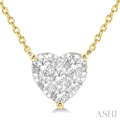 3/4 Ctw Lovebright Diamond Heart Pendant With Chain in 14K Yellow and White Gold