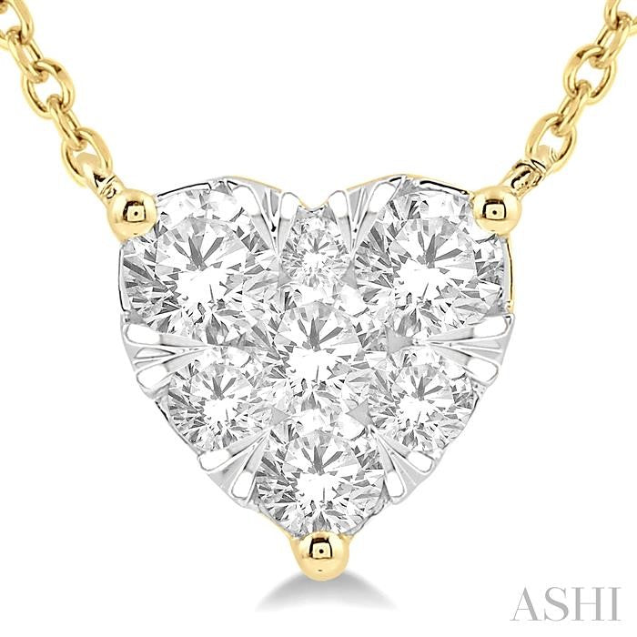 3/4 Ctw Lovebright Diamond Heart Pendant With Chain in 14K Yellow and White Gold