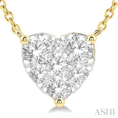 3/4 Ctw Lovebright Diamond Heart Pendant With Chain in 14K Yellow and White Gold
