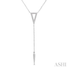 1/6 Ctw Triangle & Spike Round Cut Diamond Y-Necklace in 10K White Gold