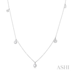 1/2 Ctw Bezel Set Round Cut Diamond Station Necklace in 14K White Gold
