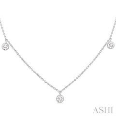 1/2 Ctw Bezel Set Round Cut Diamond Station Necklace in 14K White Gold