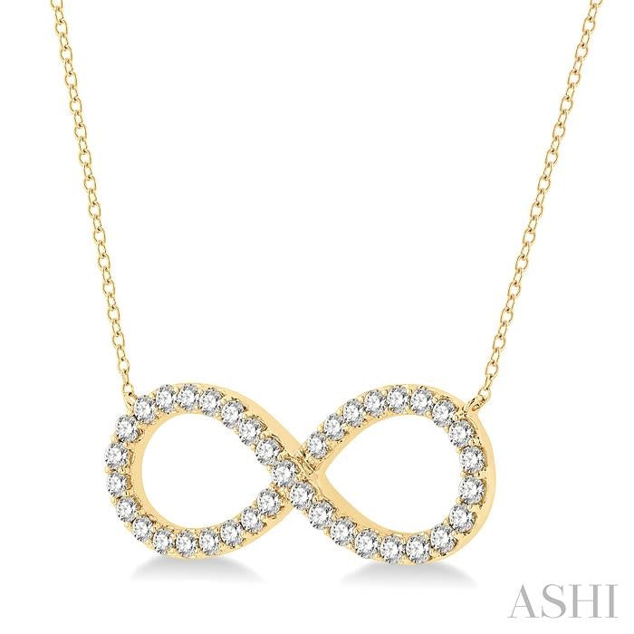 1 Ctw Round Cut Diamond Infinity Pendant With Chain in 14K Yellow Gold