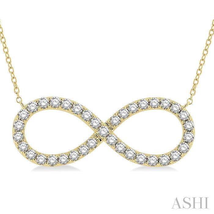 1 Ctw Round Cut Diamond Infinity Pendant With Chain in 14K Yellow Gold