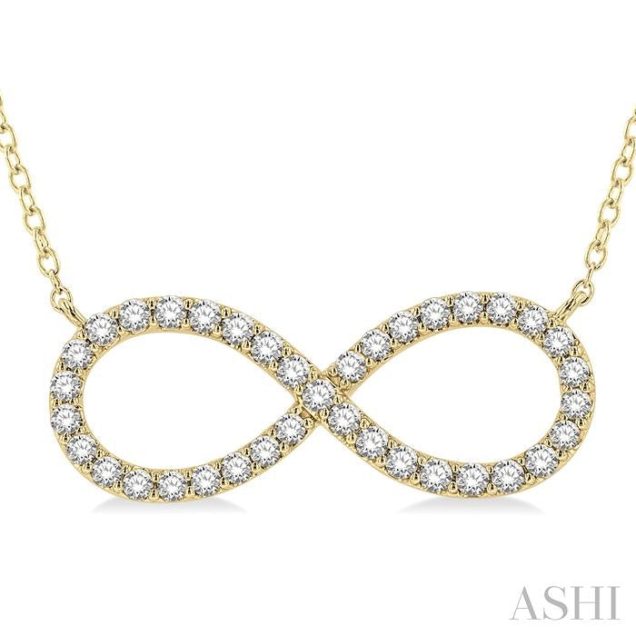1/2 Ctw Round Cut Diamond Infinity Pendant With Chain in 14K Yellow Gold