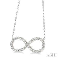 3/4 Ctw Round Cut Diamond Infinity Pendant With Chain in 14K White Gold