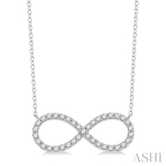 3/4 Ctw Round Cut Diamond Infinity Pendant With Chain in 14K White Gold