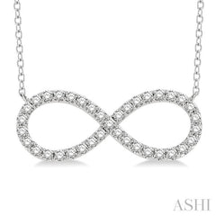 3/4 Ctw Round Cut Diamond Infinity Pendant With Chain in 14K White Gold