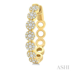1/2 Ctw Cluster Round Cut Diamond Hoop Earring in 14K Yellow Gold