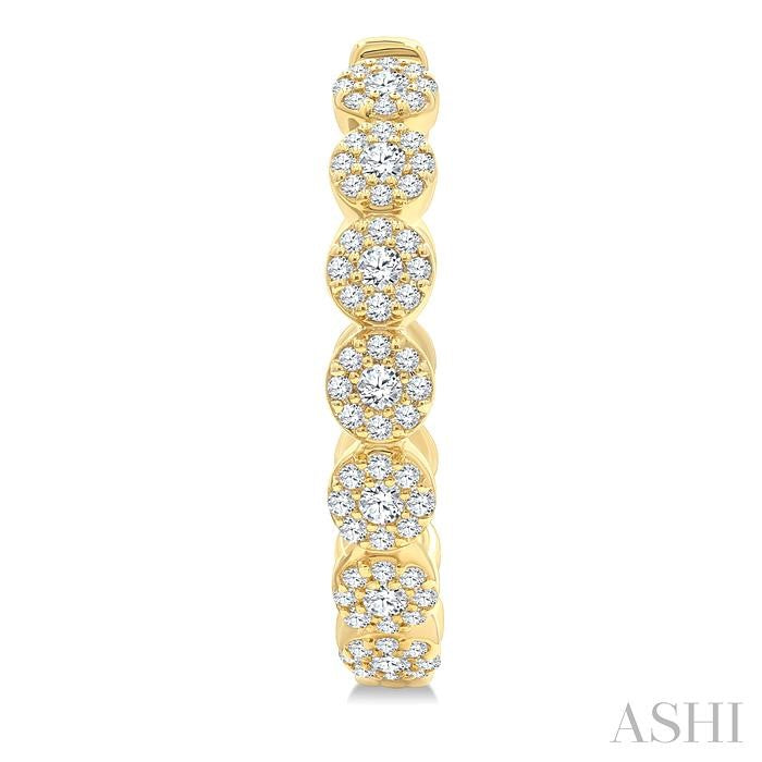 1/2 Ctw Cluster Round Cut Diamond Hoop Earring in 14K Yellow Gold