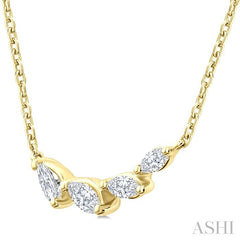 1/4 Ctw Graduated Marquise Cut Diamond Fashion Necklace in 14K Yellow Gold