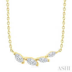 1/4 Ctw Graduated Marquise Cut Diamond Fashion Necklace in 14K Yellow Gold
