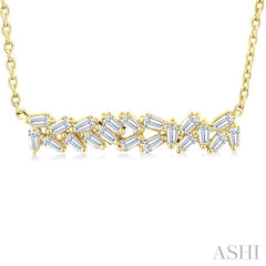 1/5 Ctw Scatter Baguette Cut Diamond Fashion Necklace in 14K Yellow Gold