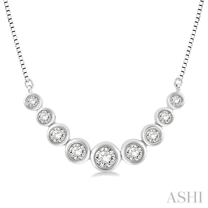 1/3 Ctw Circular Mounts Round Cut Diamond Necklace in 14K White Gold