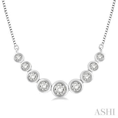 1/3 Ctw Circular Mounts Round Cut Diamond Necklace in 14K White Gold
