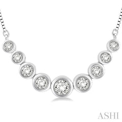 1/3 Ctw Circular Mounts Round Cut Diamond Necklace in 14K White Gold