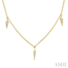 1/10 Ctw Spearhead Mount Round Cut Diamond Station Necklace in 14K Yellow Gold