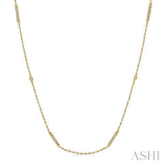 1/2 Ctw Bar and Circular Mount Round Cut Diamond Station Necklace in 14K Yellow Gold