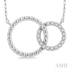 1/10 Ctw Interlocking Twin Circles Round Cut Diamond Pendant With Chain in 10K White Gold