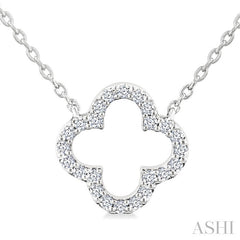 1/8 Ctw Petite Clover Round Cut Diamond Fashion Pendant With Chain in 10K White Gold