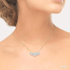 1 Ctw 3-Stone Lovebright Round Cut Diamond Necklace in 14K Yellow and White Gold