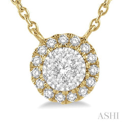 1/6 Ctw Circular Round Cut Diamond Lovebright Pendant With Chain in 14K Yellow and White Gold