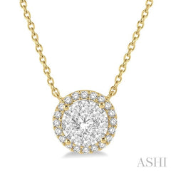 1/2 Ctw Circular Round Cut Diamond Lovebright Pendant With Chain in 14K Yellow and White Gold