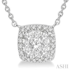 3/4 Ctw Cushion Shape Lovebright Diamond Pendant With Chain in 14K White Gold