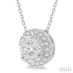 1/3 Ctw Lovebright Round Cut Diamond Pendant With Chain in 14K White Gold