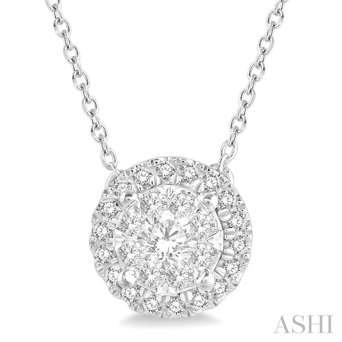 1/3 Ctw Lovebright Round Cut Diamond Pendant With Chain in 14K White Gold