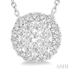 1/3 Ctw Lovebright Round Cut Diamond Pendant With Chain in 14K White Gold