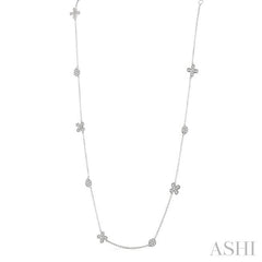 5/8 Ctw Floral and Pear Shape Round Cut Diamond Station Necklace in 14K White Gold