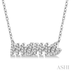 1/5 Ctw 'mama' Script Round Cut Diamond Necklace in 10K White Gold